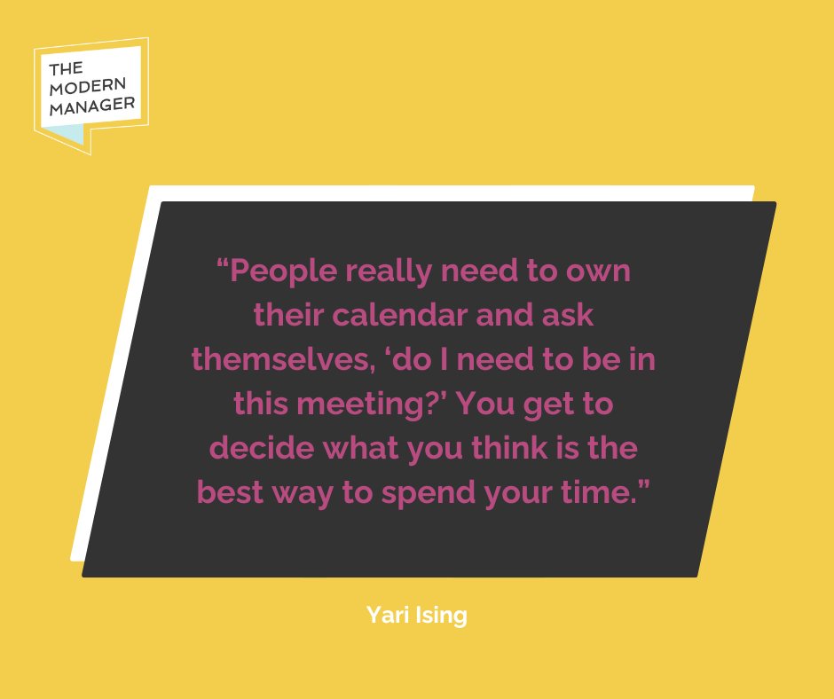 You get to decide what you think is the best way to spend your time. Full stop.

Empower yourself to prioritize your commitments wisely and decline unnecessary meetings!  

– Lesson learned from Yari Ising

#timemanagement #productivity #youaretheboss #ownyourtime