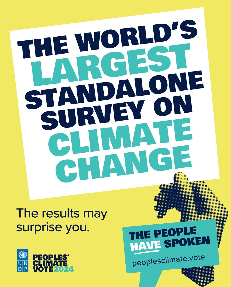 The #PeoplesClimateVote 2024 results are now live. 

The world’s largest standalone public opinion survey on climate change concludes that people want more #ClimateAction, and they want it now.

Explore a world of views on the climate crisis: peoplesclimate.vote
