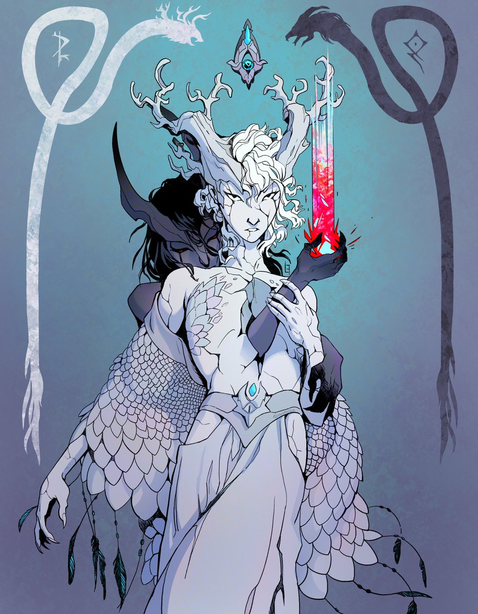 Their relationship is . . . complicated 
#dragons #gods #ocs #digitalarts #myart