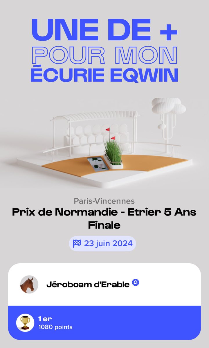 ⁦<a href="/eqwinapp/">EQWIN</a>⁩ 2️⃣ 🏆🏆 de GI aujourd’hui lors de la Journée des Champions sur ⁦<a href="/Vincennes_Hippo/">Paris-Vincennes Hippodrome</a>⁩ pour mon Ecurie 🍾🤪🥳