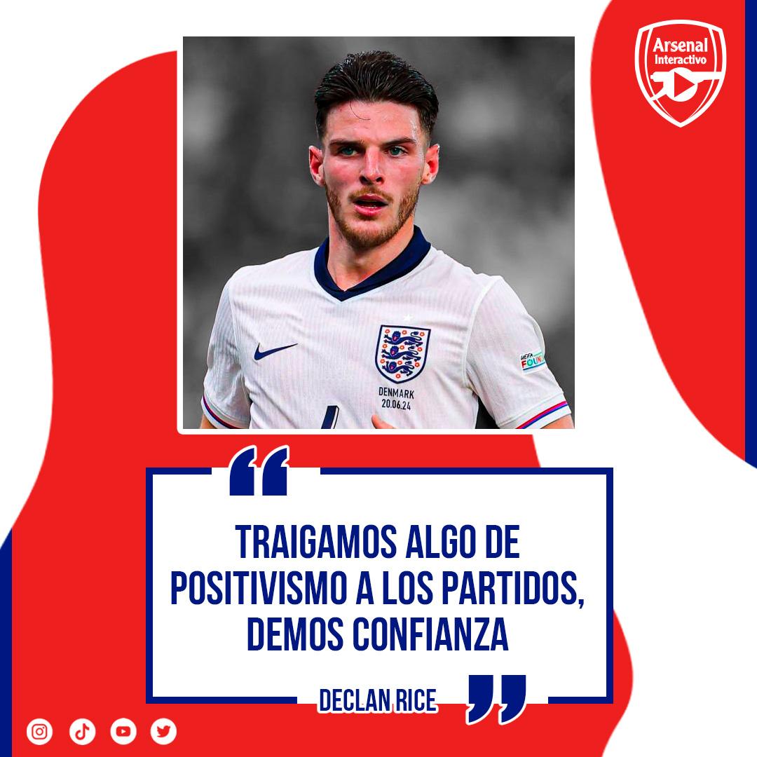 ArsenalInteract's tweet photo. 🤫 DECLAN RICE SOBRE LOS EXJUGADORES QUE SIEMPRE LO ATACAN

"No estoy decepcionado porque llevo bastante tiempo jugando al fútbol, ​​sé cómo funcionan. Ellos han estado donde yo estoy sentado, donde nuestros otros jugadores se han sentado y no les ha ido bien en los torneos".

"Traigamos algo de positivismo a los partidos. Démosle a los jugadores la mayor confianza del mundo. A sus jugadores, como Foden, Saka, Bellingham, díganles que son los mejores del mundo. Háganlos leer eso y pensar 'saldré y lo daré todo'".