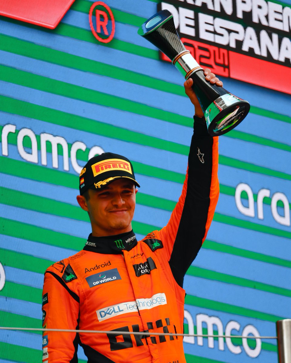 okx's tweet photo. Strong drive today!  💪

P2 in Barcelona and the Drivers' Championship for @LandoNorris, plus a stellar comeback with key overtakes from @OscarPiastri. 🧡

Celebrate with the #SpanishGP Race Rewind ⏪ collectible 👉 https://t.co/77qgYxcO3f https://t.co/T69RPokT5l
