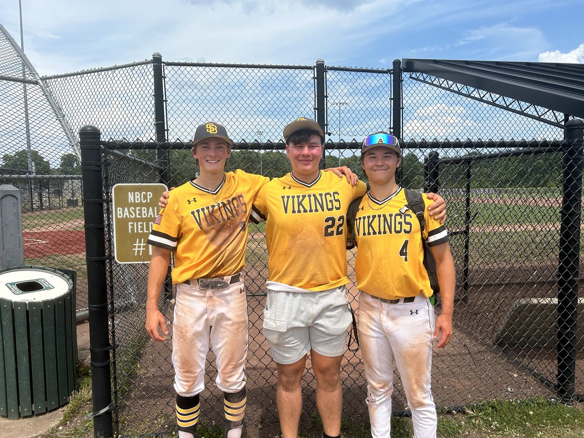 Will Haman, Ethan Fantel and Aaron Perna - making South Brunswick proud at the GMC Senior All-Star Game today. Lots more baseball in their future but nothing like seeing them play with “VIKINGS” across their chest, one last time.