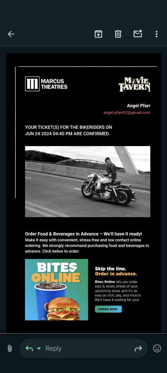 Excited to see a movie in theaters for the first time in forever!! #funthingshappenafterwork 😁😊😎🏍️