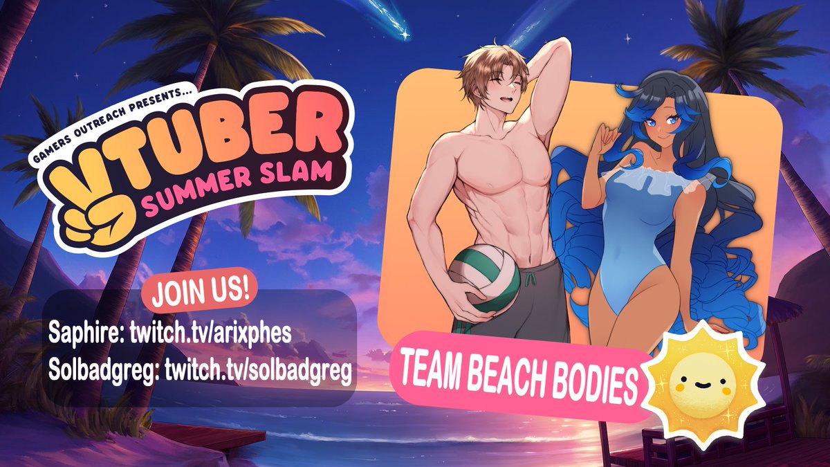 <a href="/Arixphes/">Arixphes No Style's🌙👑 Vtuber 🥳Birthday Sept 20!</a> and I will be participating in this year's Vtuber Summer Slam event as we partner with <a href="/GamersOutreach/">Gamers Outreach</a>  to help raise money and bring video games to Children's Hospitals!  A variety of streams will take place from June 27 thru 30th. See you there!

#VTuberSS2024