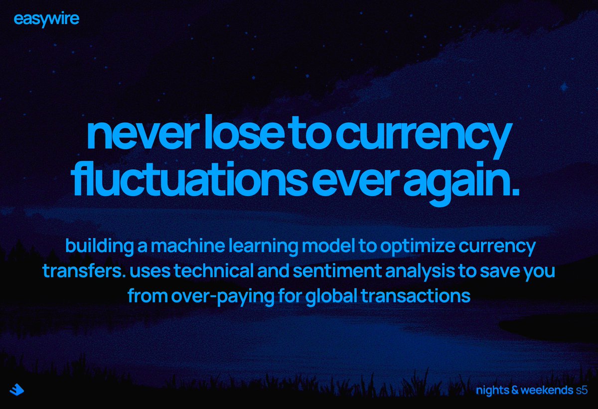 aryankeluscar's tweet image. are you done over-paying for your wire transfers? do you just wanna stop looking at the exchange rate again and again?
then bringing to you - easywire. never lose to currency fluctuations ever again.
#100dayscodechallenge #buildinpublic (day 0) @_buildspace