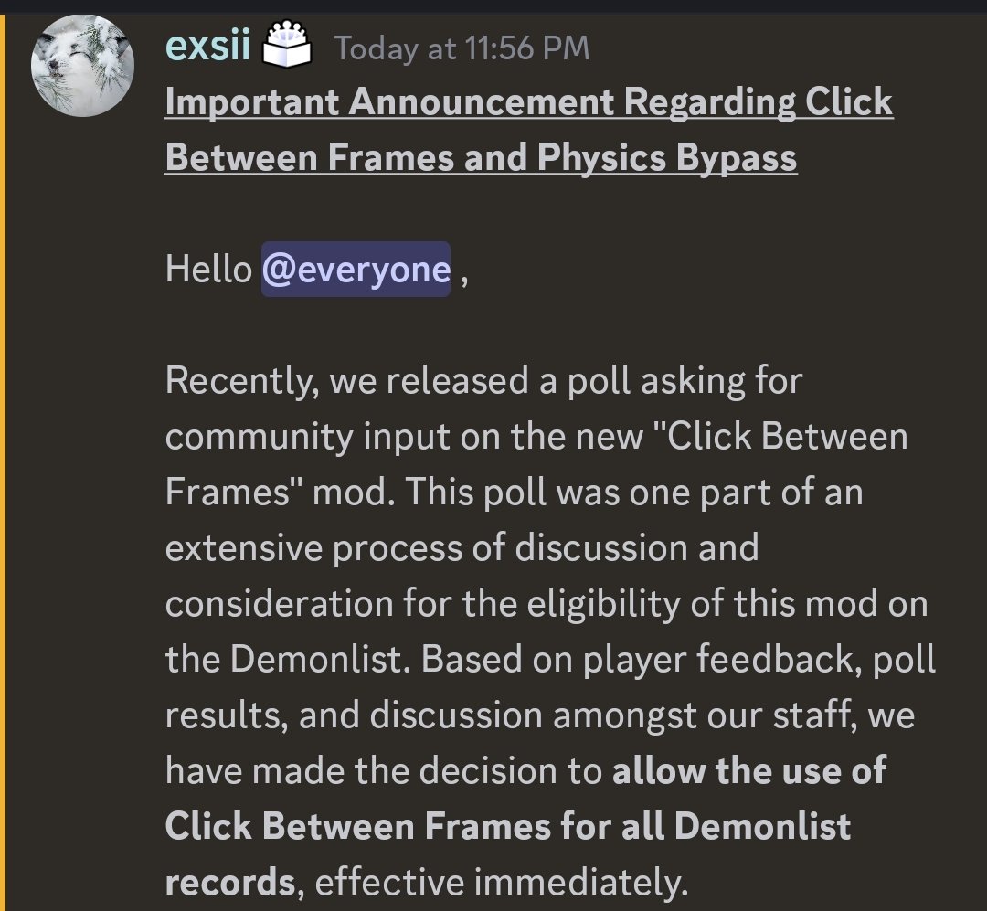 GD_22News's tweet image. La Demonlist permite el uso del mod 'Click Between Frames' con efecto inmediato