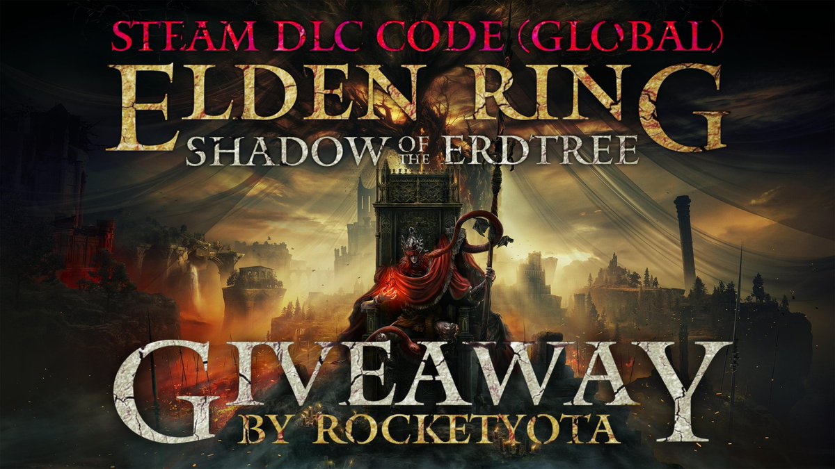 RocketYota's tweet photo. 🚨Giveaway - Elden Ring DLC 🚨
To celebrate the new release of the Elden Ring DLC, I'll be giving away a STEAM PC KEY for the DLC!

To enter:
- Follow + like
- Retweet
- Tag a friend!

Winner will be announced 7th of July. To get the code, you'll need to beat me in a 1v1 😉 GL! https://t.co/IkldMfWXX7