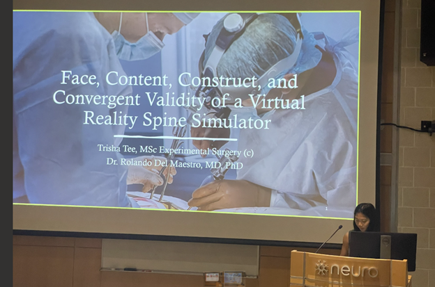 AI_SimCentre's tweet photo. @AI_SimCentre congratulates Trisha Tee for her excellent presentation entitled: Face, Content, Construct, and Convergent Validity of a Surgical Spine Simulator for Pedicle Screw Insertions https://t.co/4FkHQVySrH