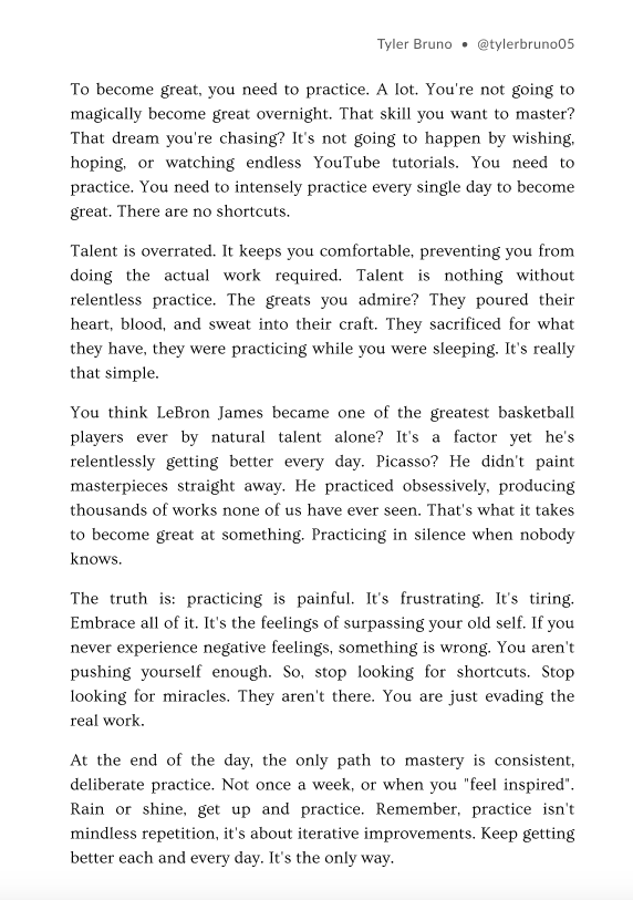 The greats didn't become great overnight. You need to practice
