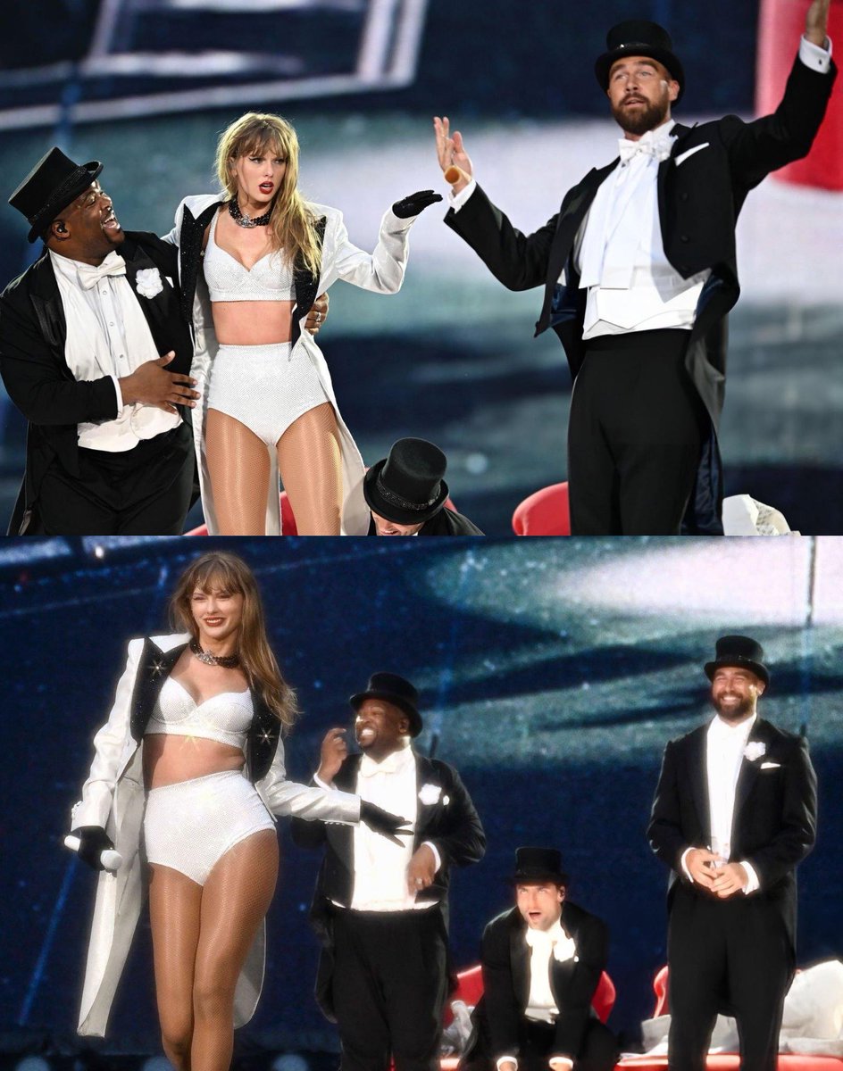 TSwiftLA's tweet photo. 📸| Taylor and Travis onstage at the Eras Tour #LondonTSTheErasTour https://t.co/0kovUNm1u2