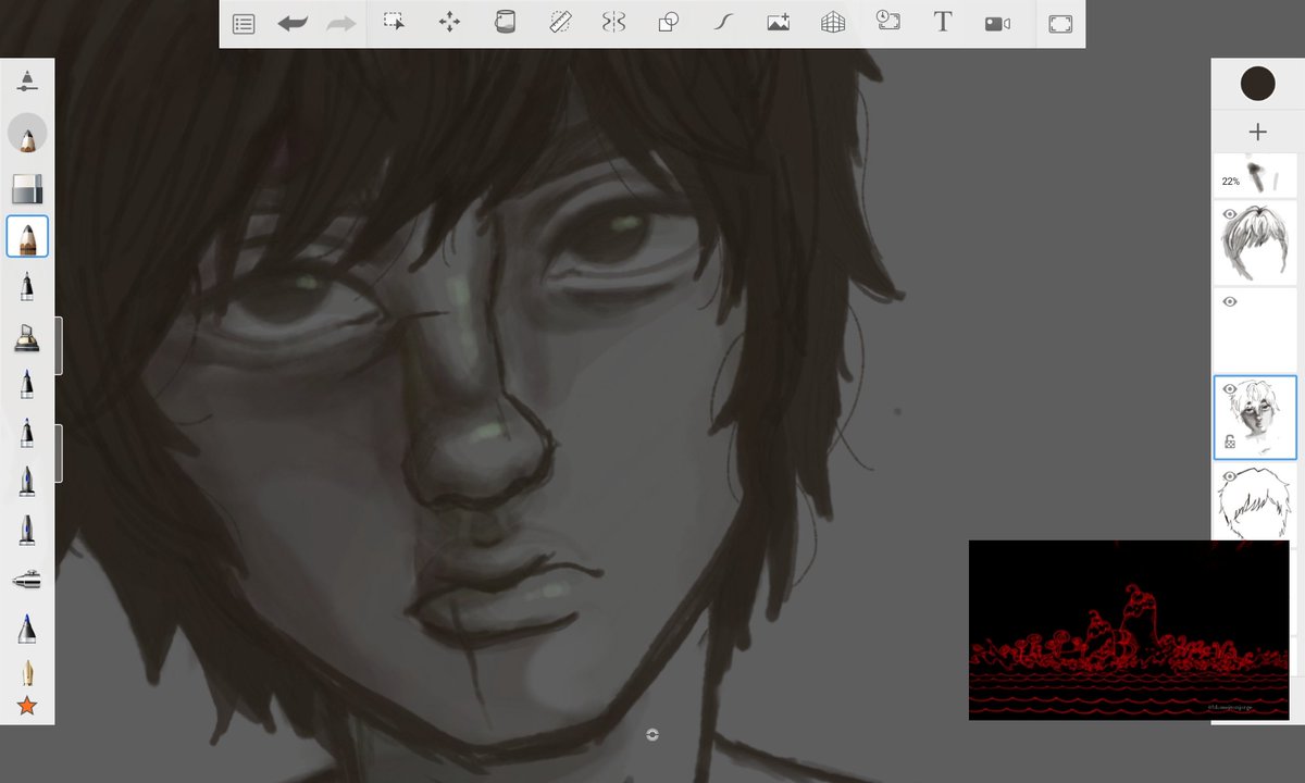 WhileiListen's tweet photo. im so used to drawing on paper it's gonna take me a while to learn how to do this, it looks like he got shit smudged on his face LOL Buttt the lrl one looks a little bit uncanny valley https://t.co/eDuIuUr4wz