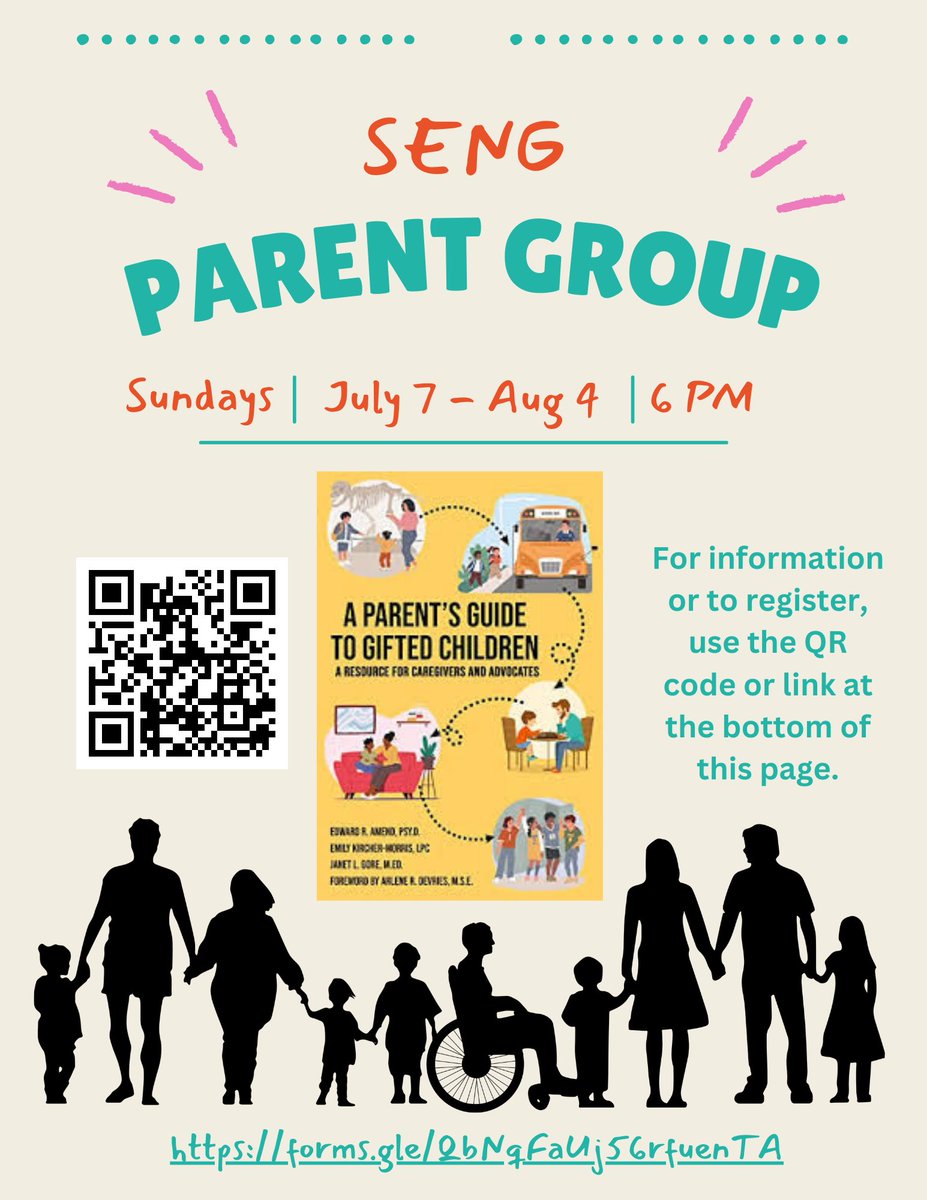 Join SENG for a five week online parent discussion group on topics such as:
* Characteristics of Gifted Children
* Communication: The Key to Relationships
* Motivation, Enthusiasm, and Underachievement

Link in bio!