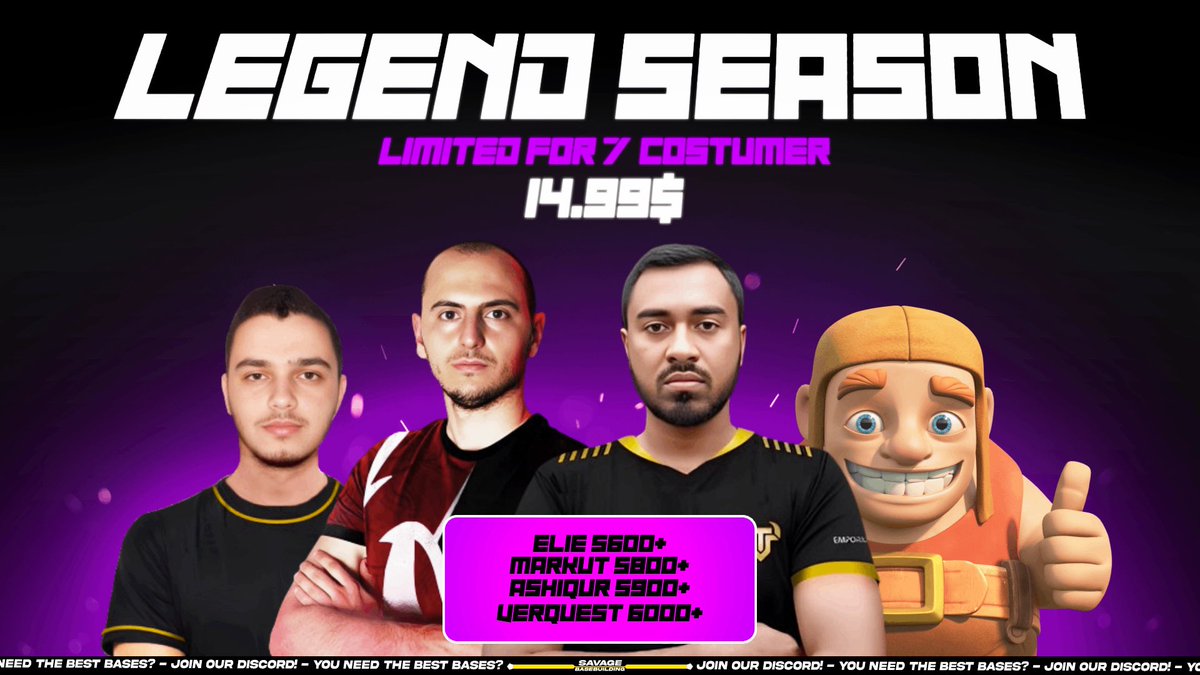 Legend Season 🟣

The next season starts tomorrow, and we have the perfect pack ready for you to push to the top!!💪

We've covered the entire Legends season in your pack!🎸

Order now 🕞

discord.gg/J24AtUm7Jp