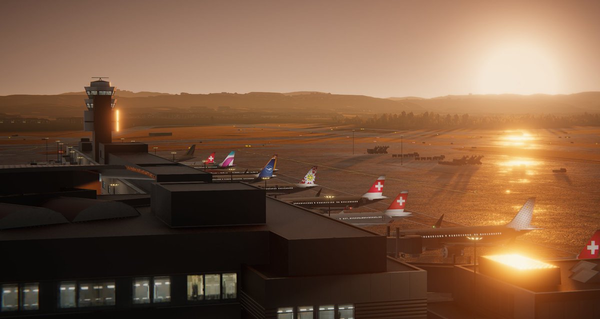 Southplan211's tweet image. スイス空港の午後😮 
#towersimulator3