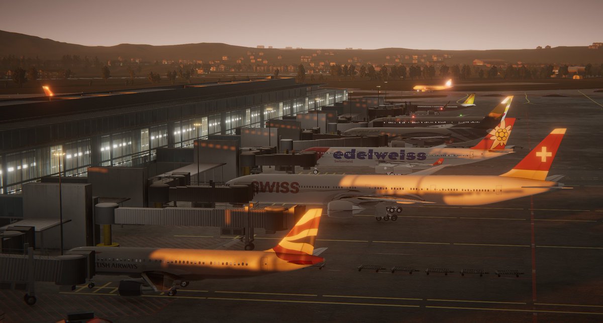 Southplan211's tweet image. スイス空港の午後😮 
#towersimulator3