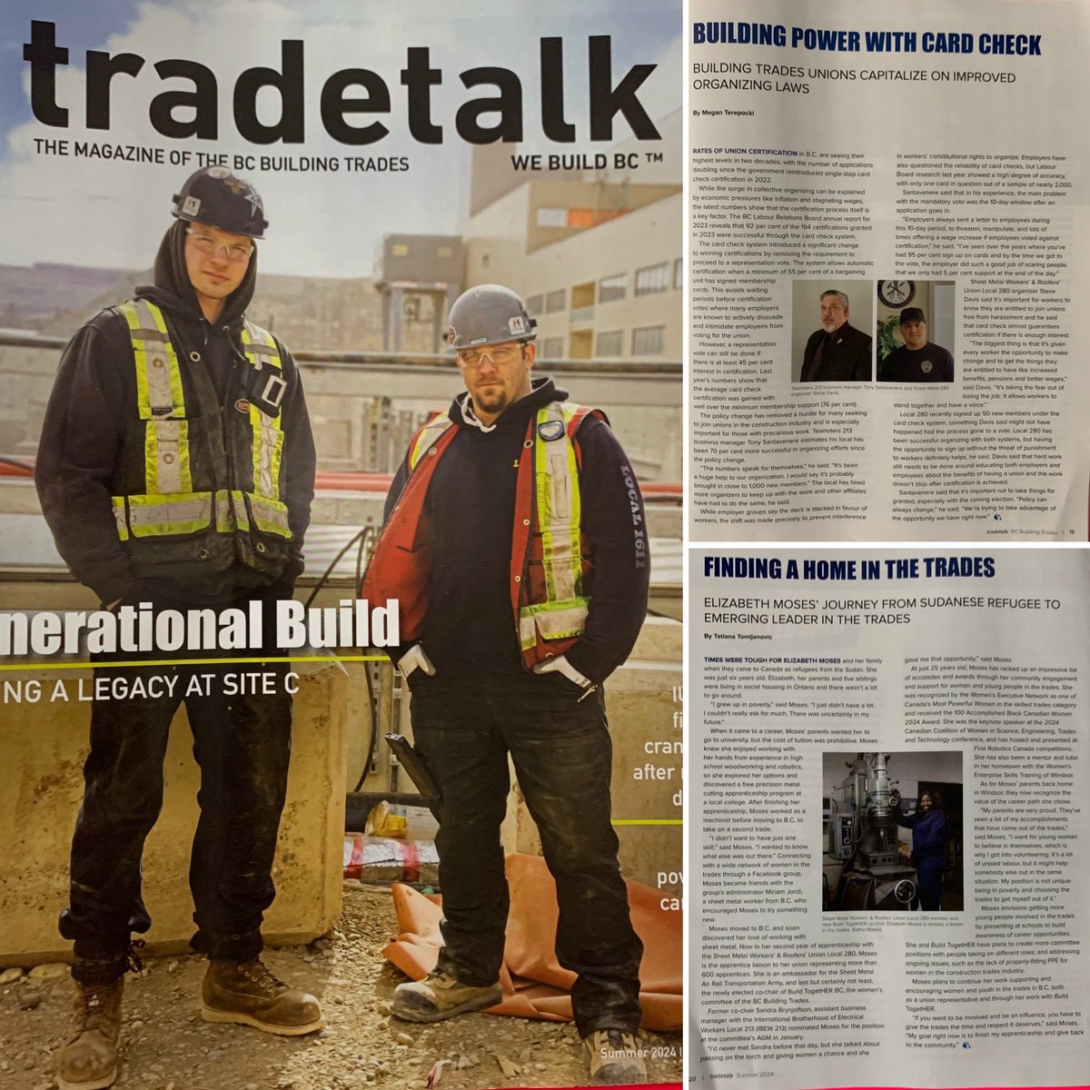 Check out the latest issue of TradeTalk Magazine. 

Congratulations Steve Davis on your feature. Awesome work and thank you for everything you do for Local 280! 

I was lucky to be featured too. Thank you Local 280 and BuildTogether BC. Proud to serve on your executive boards.
