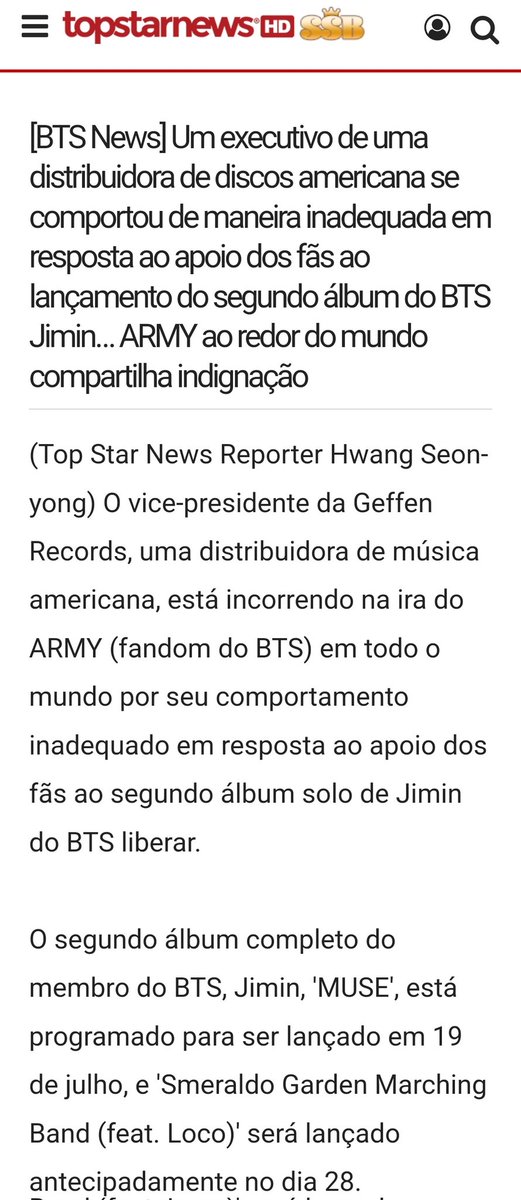 BANGTANHIIT's tweet image. [🚨] - A k-media reportou sobre o acontecimento envolvendo a falta de respeito da Gaffen com o Jimin. 

Ajude a engajar a notícia. 

"Até o momento, não apenas a Geffen Records, que tem uma enorme responsabilidade e obrigação pela distribuição de álbuns/gravações sonoras, e a