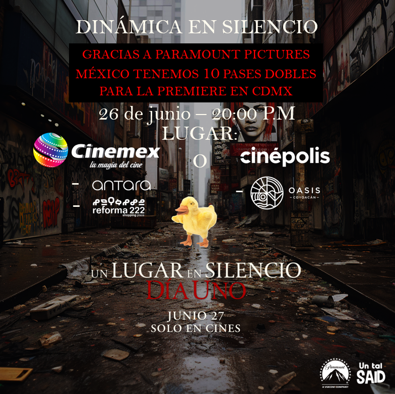 ElTalSaid's tweet photo. *Nota en silencio*

Psst... 👀

#UnLugarEnSilencio #DíaUno
@ParamountMexico https://t.co/HrDdA6aTqJ