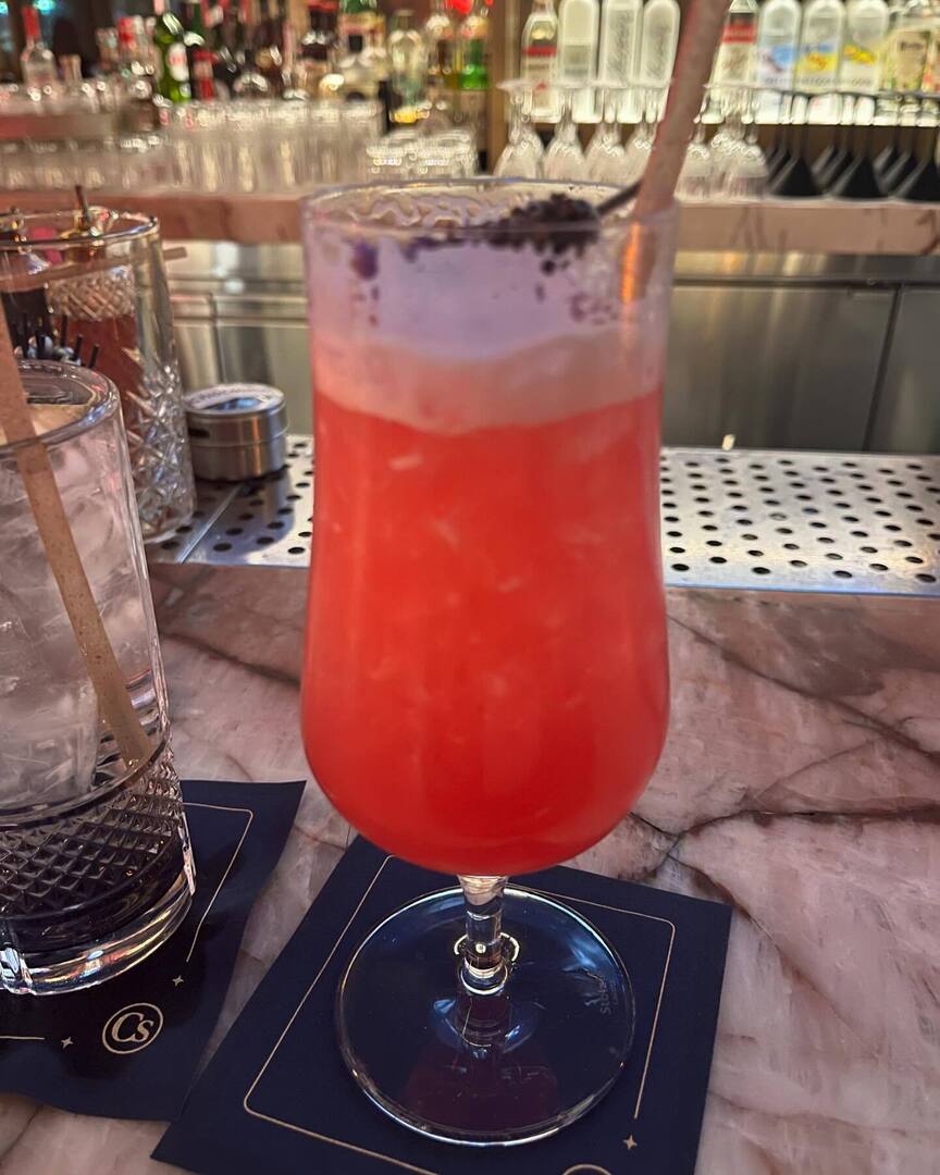 "cmon barbie lets go party" <a href="/carversteak/">Carversteak</a> : lyres pink london and italian orange spirits, fever tree grapefruit, lemon, egg white, ube shimmer. carversteak, resorts world las vegas. instagr.am/p/C8lXdnzRLDW/