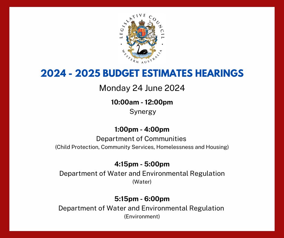 💵 Budget Estimates week in the Legislative Council have commenced with the first round of hearings having started today at 10:00am.
 
🎥 You can watch them live here: 
bit.ly/3RAyKZp