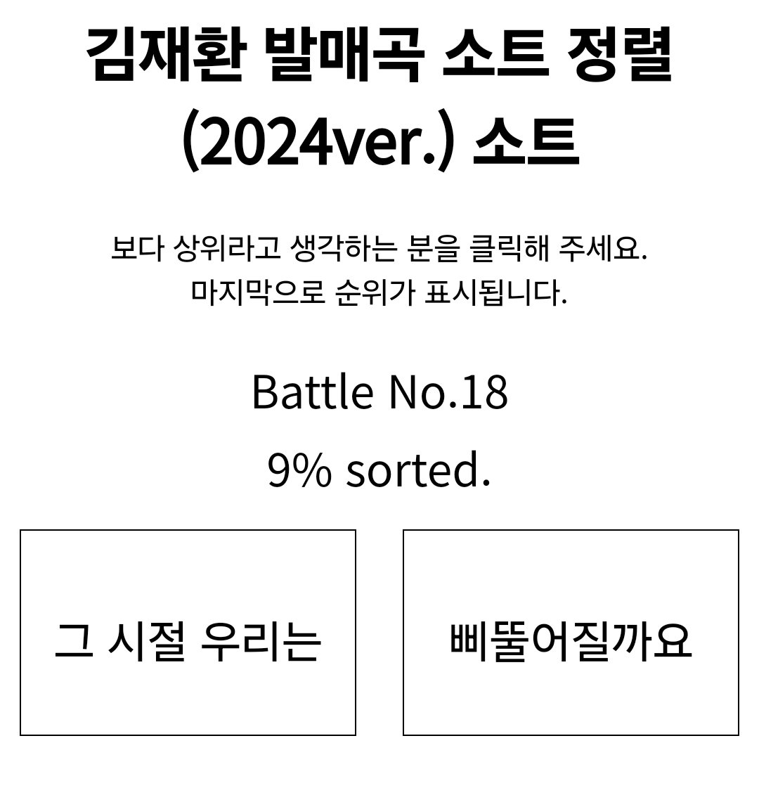 DreamofJH's tweet photo. #김재환 발매곡 소트 정렬 (2024ver.) 🎵
https://t.co/QqHxSQOX6k

🍃더 좋아하는 곡 누르면 됨!
🍃듀엣, 피쳐링 제외 재환이 곡
🍃10분정도 걸림 https://t.co/74sBE81wP1