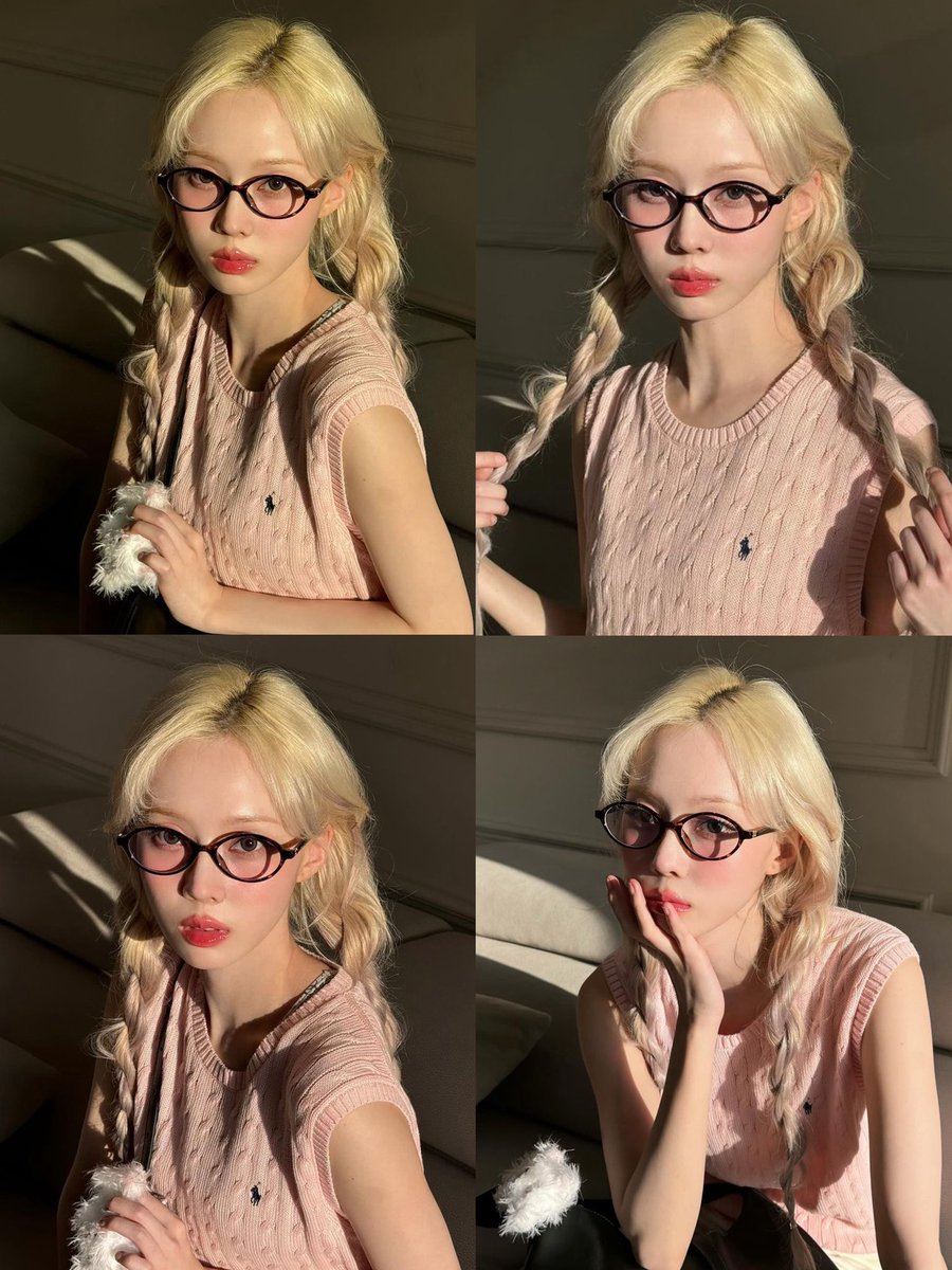 Catching the sunlight with a soft, sophisticated look. Embracing the charm of delicate braids and stylish glasses, paired with a cozy pink knit. Reflecting elegance and poise in every glance, making moments feel effortlessly enchanting.