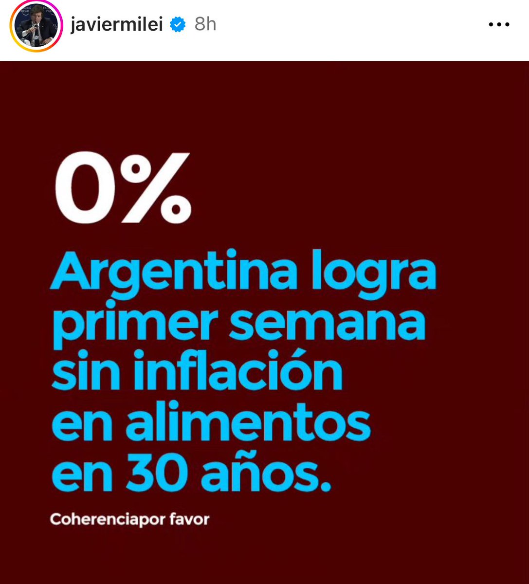 AXELKAISER's tweet photo. For the first time in 30 years Argentina has 0% inflation in food. @JMilei deserves is becoming the most successful western leader since the fall of the Berlin Wall. Por primera vez en 30 años Argentina marca una inflación de 0% en alimentos. Milei se está convirtiendo en líder más exitoso de occidente desde la caída del Muro de Berlín.