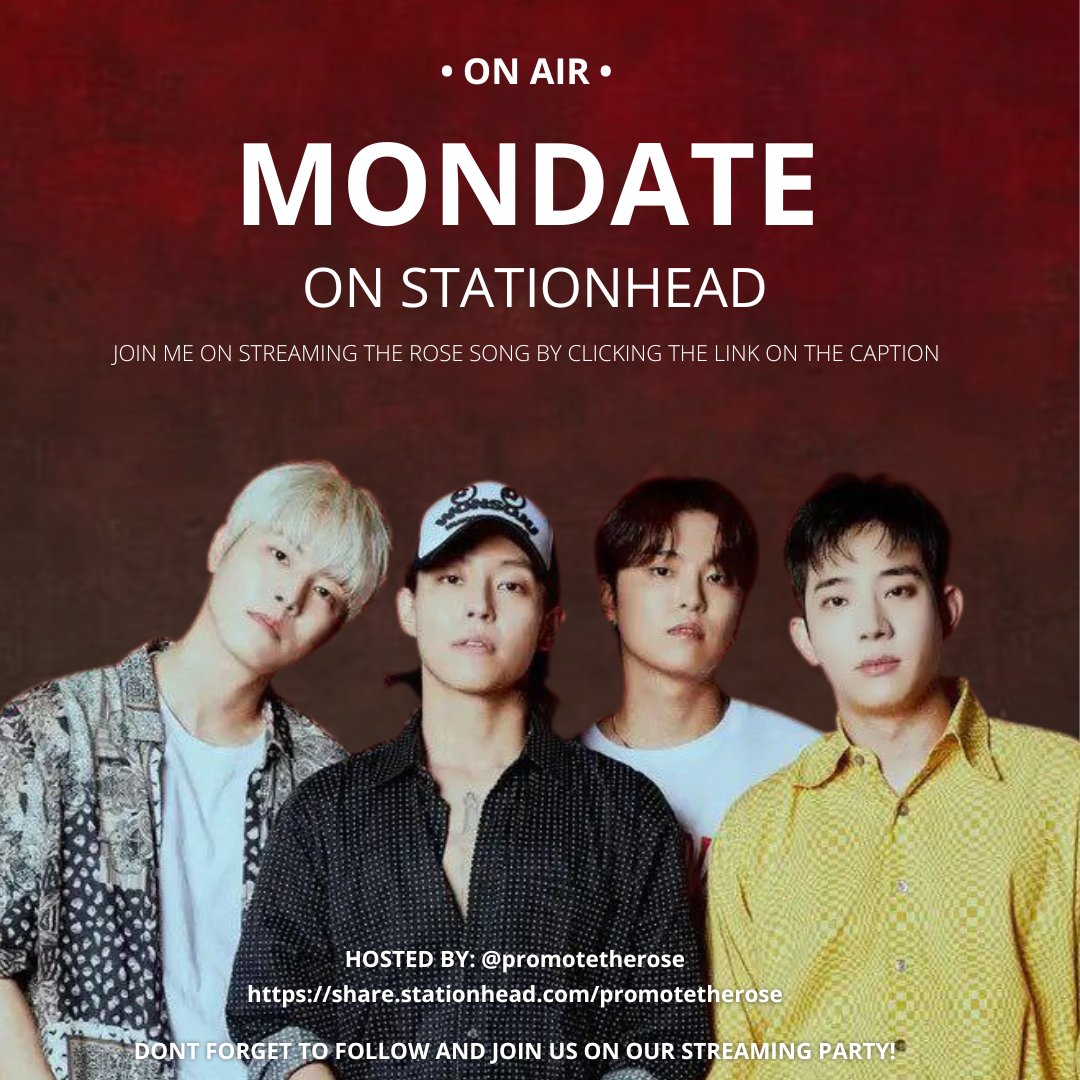 TRPSpotifyTeam's tweet photo. MonDate With the Rose 🌹/ Hosted by Admin H

Another day for streaming The Rose nonstop 😉

Join us here: https://t.co/uaHHmnNWWZ

Don't forget to follow, share, and stream with us! We Rose You 🌹

#TheRose #BlackRose 
#MonDatewithTheRoseOnSH 
@TheRose_0803 @STATIONHEAD https://t.co/Mj39VRuSNl