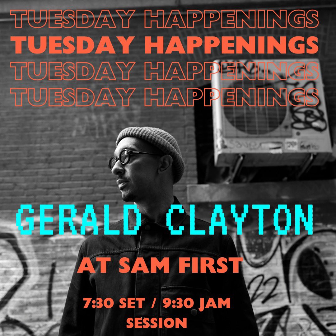geraldclayton's tweet photo. Stoked for this Tuesday’s Happening @SamFirstBar featuring 
#MarkTurner @nicolemccabesax #KarlMcComasReichl &amp; #JonathanPinson 

7:30pm set followed by a jam session. Come through and see what’s happening! https://t.co/3BWOyfLhdl