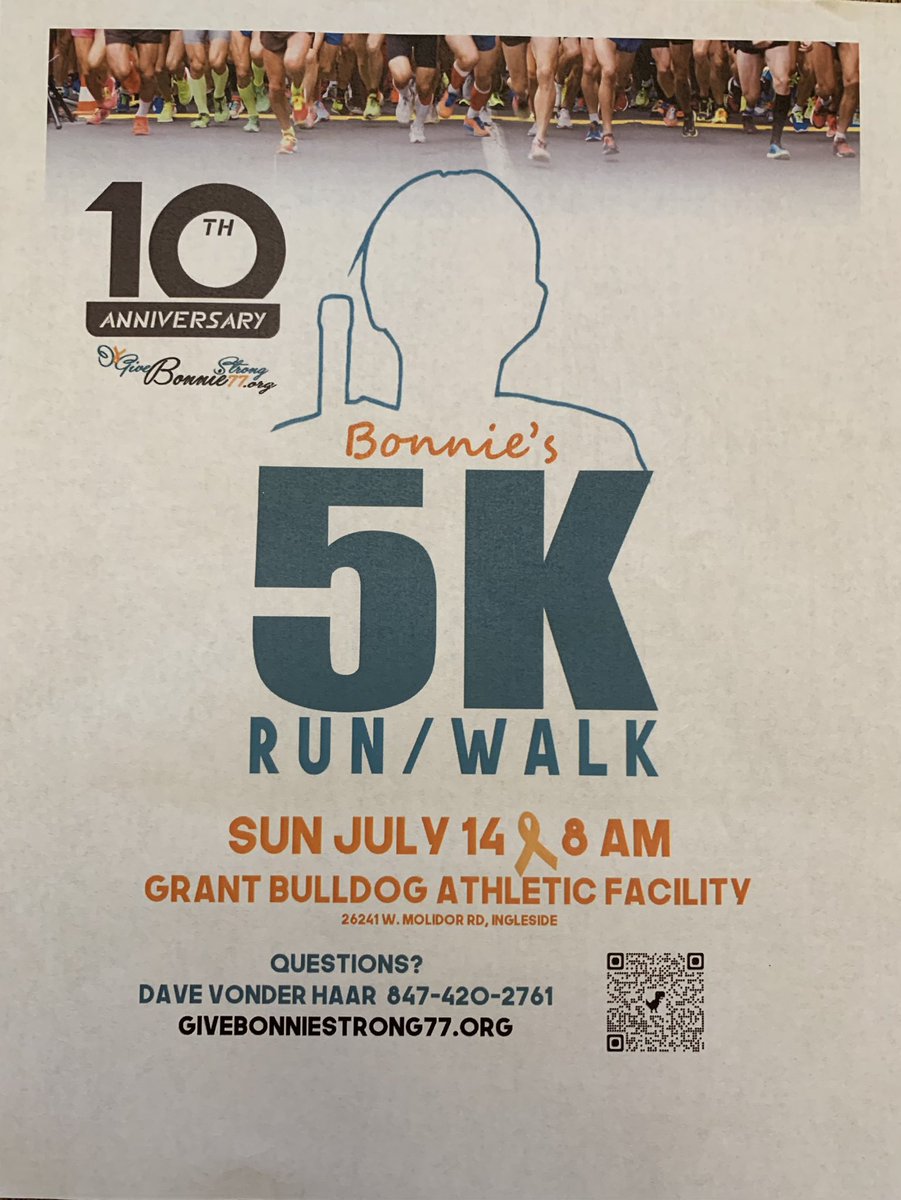 Join me at Bonnie’s 5k run/walk!! Help those with childhood cancer!! Sign up now!!