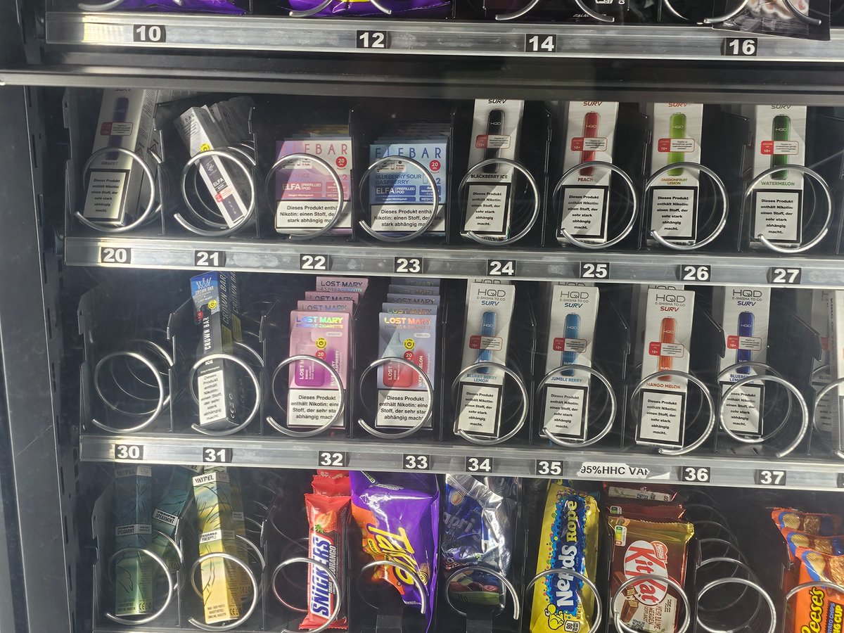 vape vending machine Random vape vending machine on the street in Germany. This saves lives- by  making a product that substitutes for tobacco smoke widely available  everywhere