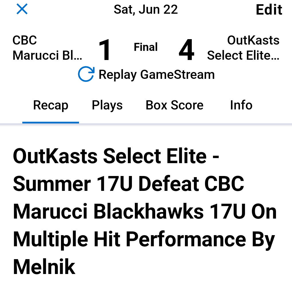 Outkasts2023's tweet photo. Timely hitting &amp; pitching seals win vs CBC Marucci @NikHall08 7IN, 2H, 1R, 0ER, 3K's @PeytonMelnik44 3H, 1RBI @jeremygasca25 2H
@micahbuikema29 2H, 1RBI @MorganKosmos 1H, 1RBI
@jackfei35 1RBI @PBR_Uncommitted @PrepBaseballIL @PrepBaseballIN @PrepBaseballWI @PrepBaseOHScout https://t.co/SohYWqqpgQ