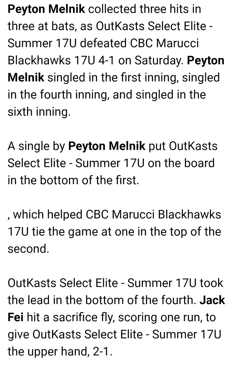 Outkasts2023's tweet photo. Timely hitting &amp; pitching seals win vs CBC Marucci @NikHall08 7IN, 2H, 1R, 0ER, 3K's @PeytonMelnik44 3H, 1RBI @jeremygasca25 2H
@micahbuikema29 2H, 1RBI @MorganKosmos 1H, 1RBI
@jackfei35 1RBI @PBR_Uncommitted @PrepBaseballIL @PrepBaseballIN @PrepBaseballWI @PrepBaseOHScout https://t.co/SohYWqqpgQ