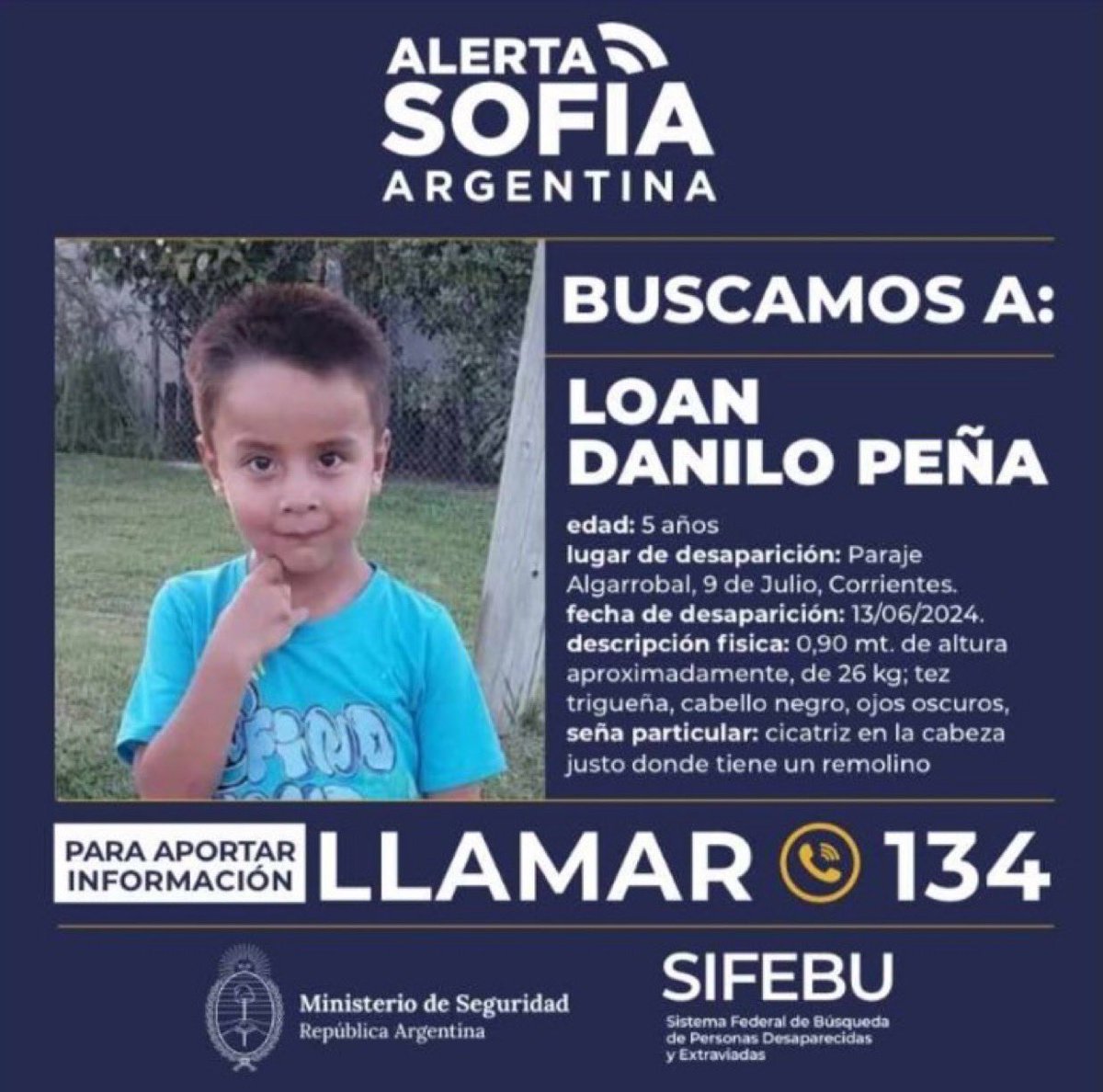 atlanticsurff's tweet image. A vos que estás en Chaco, Corrientes, Misiones, Paraguay o en algún lugar del mundo te pido que mires  con atención esta foto. Toda Argentina está pendiente de Loan. Mira su carita, involucrate y ayuda con máxima difusión para que pueda volver a su casa. 👇🙏