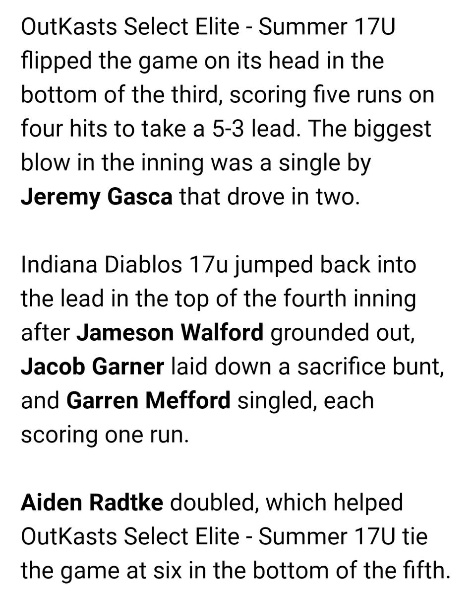 Outkasts2023's tweet photo. Win over Indy Diablos 9-8 @MorganKosmos 3IN, 3H, 5R, 3ER, 2K's @jleydz34 4IN, 3H, 3R, 2K's @jeremygasca25 3H
@BrettGatch4 3H, Double, RBI
@NikHall08 1H, 1RBI
@RadtkeAiden Double
@PeytonMelnik44 Triple @PBR_Uncommitted @PrepBaseballIL @PrepBaseballWI @PrepBaseOHScout @WLC_Base https://t.co/8oRsvg6ALh