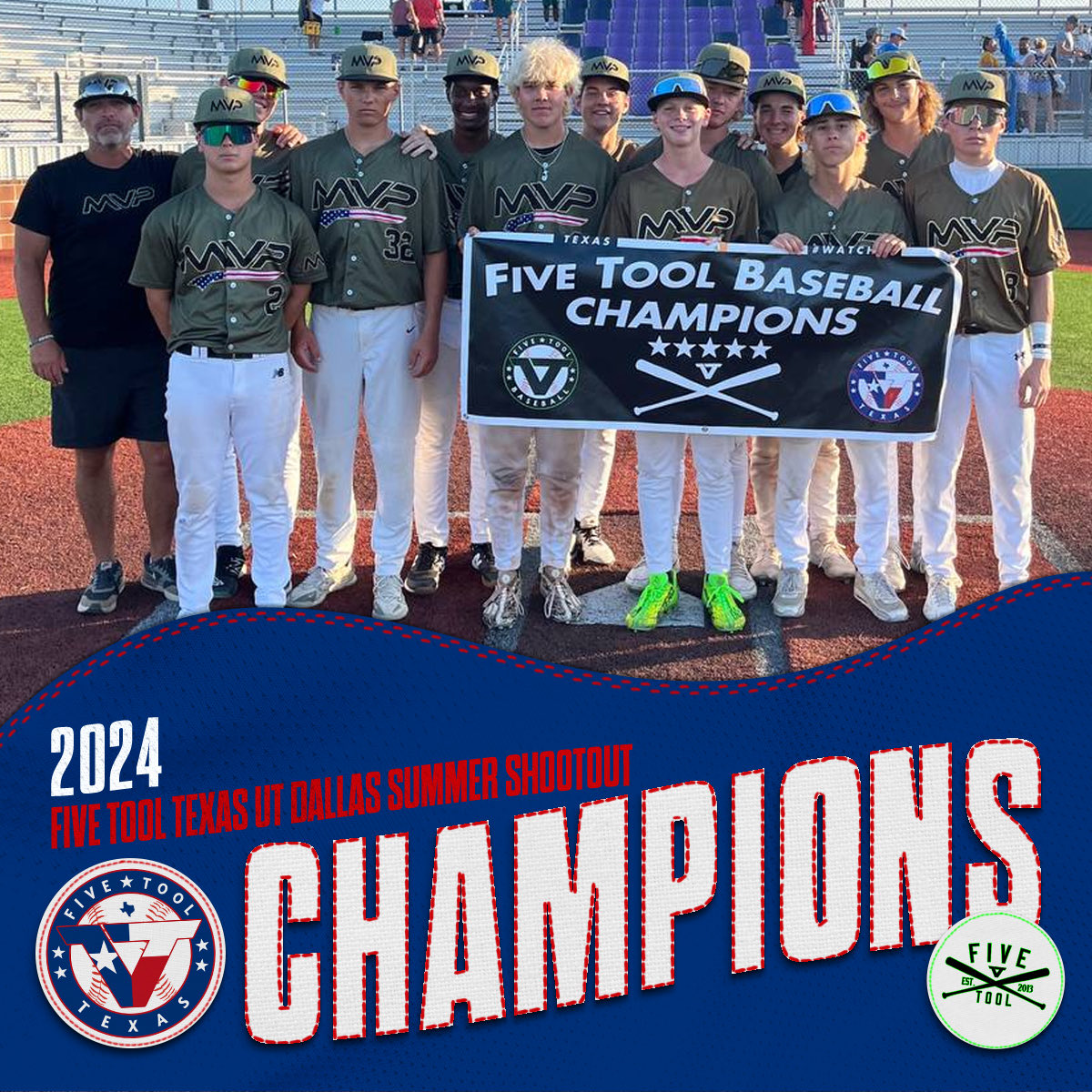 ✭Five Tool Texas✭ (@fivetooltexas) on Twitter photo 🏆CHAMPIONS🏆
Congrats to <a href="/mvpbaseballntx/">MVP Baseball Tx</a> 2026 Scout on winning the 15/16U <a href="/FiveTool/">Five Tool Baseball</a> Texas UT Dallas Summer Shootout!
#WatchEm 🏆CHAMPIONS🏆
Congrats to <a href="/mvpbaseballntx/">MVP Baseball Tx</a> 2026 Scout on winning the 15/16U <a href="/FiveTool/">Five Tool Baseball</a> Texas UT Dallas Summer Shootout!
#WatchEm