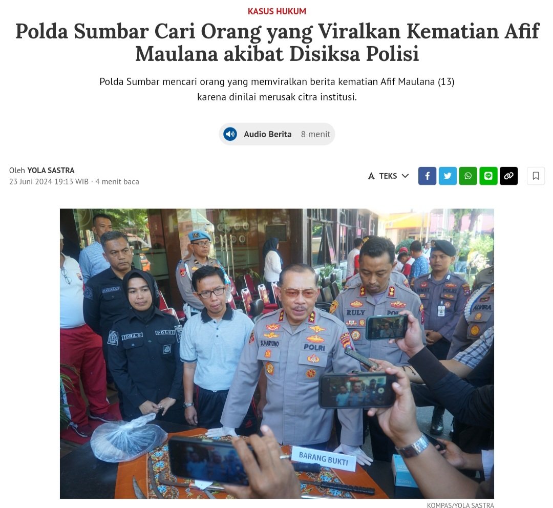 Ini diluar LOGIKA dan akal sehat

Anak 13 tahun itu sudah mati MENGENASKAN dengan luka lebam di pingang, punggung, pergelangan tangan dan siku, tulang rusuk PATAH 6 dan robek bagian paru2

Tapi yang dicari malah orang yang memviralkan dengan alasan MERUSAK citra institusi