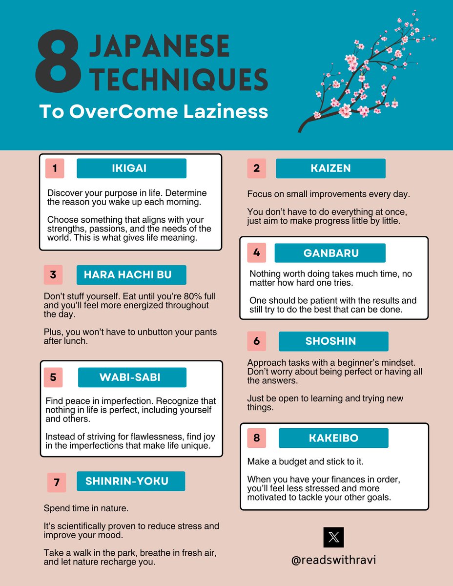 8 Japanese Techniques To Overcome Laziness ‼️