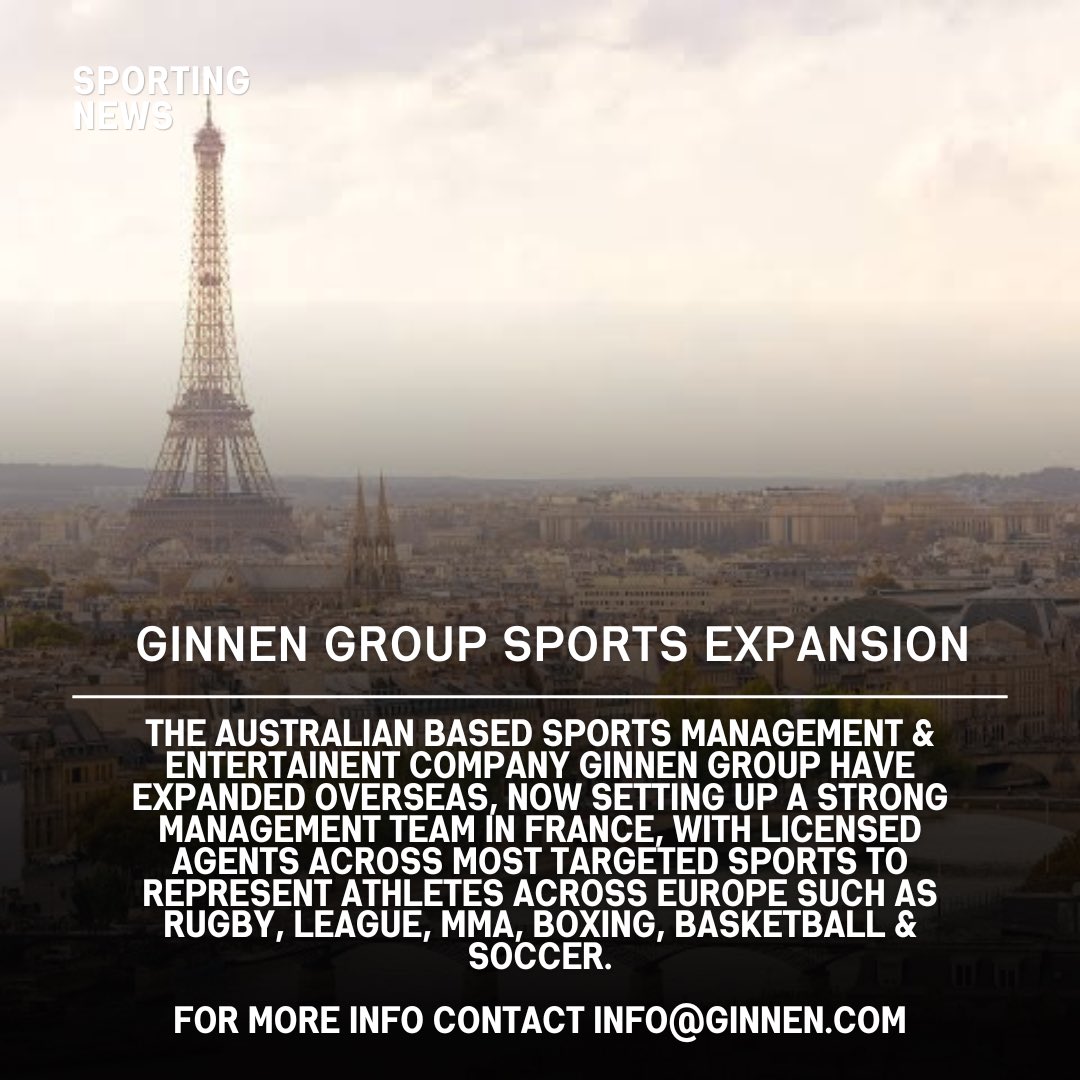 We’re super excited to announce we’ve expanded our team overseas into France to help grow our athletes overseas across Europe. 🏉🏀⚽️🏈🥊🥋#GinnenGroupSports