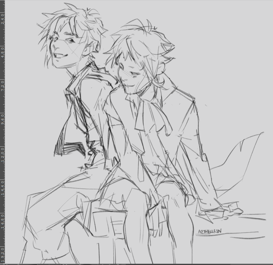 been quite a while since ive drawn them in canon fits..... therapy session🥲 #sskk