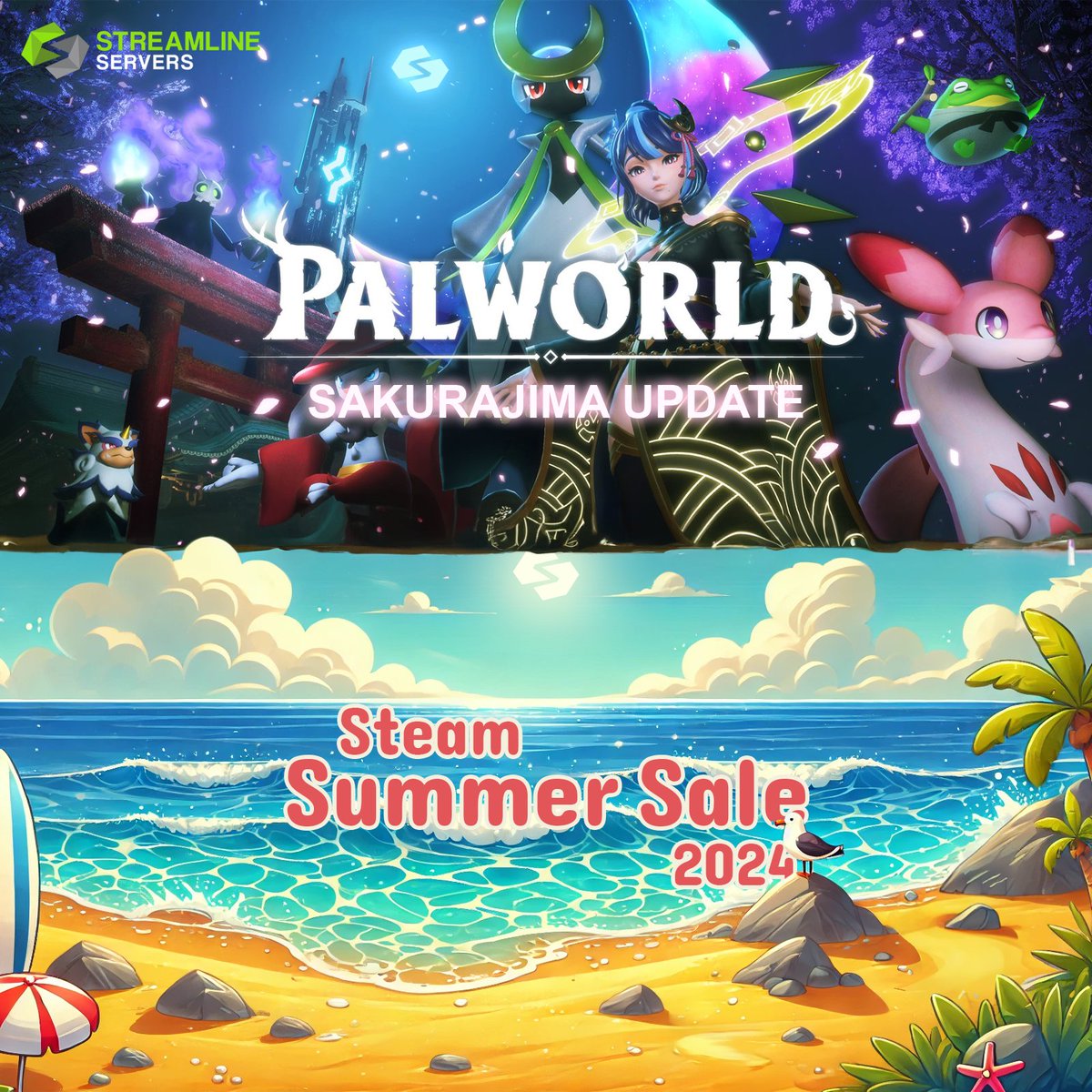 June 28th is a big day! (27th for America)
The Steam Summer Sale starts, and the biggest Palworld update releases! 🥳

To celebrate, we will be offering a big sale across most of our products. Keep an eye out for more info 👀
