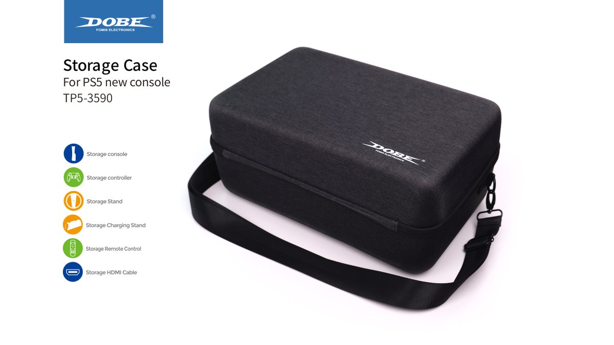 Nievesma1's tweet photo. DOBE's newly designed large capacity game console storage bag is suitable for the new PS5 console (TP5-3590), which can store game controllers and controllers, effectively protecting the security of the game console.Factory stock, accept customized wholesale, OEM/ODM needs.🖥️🖥️⌨️ https://t.co/Z8fiUI78jo