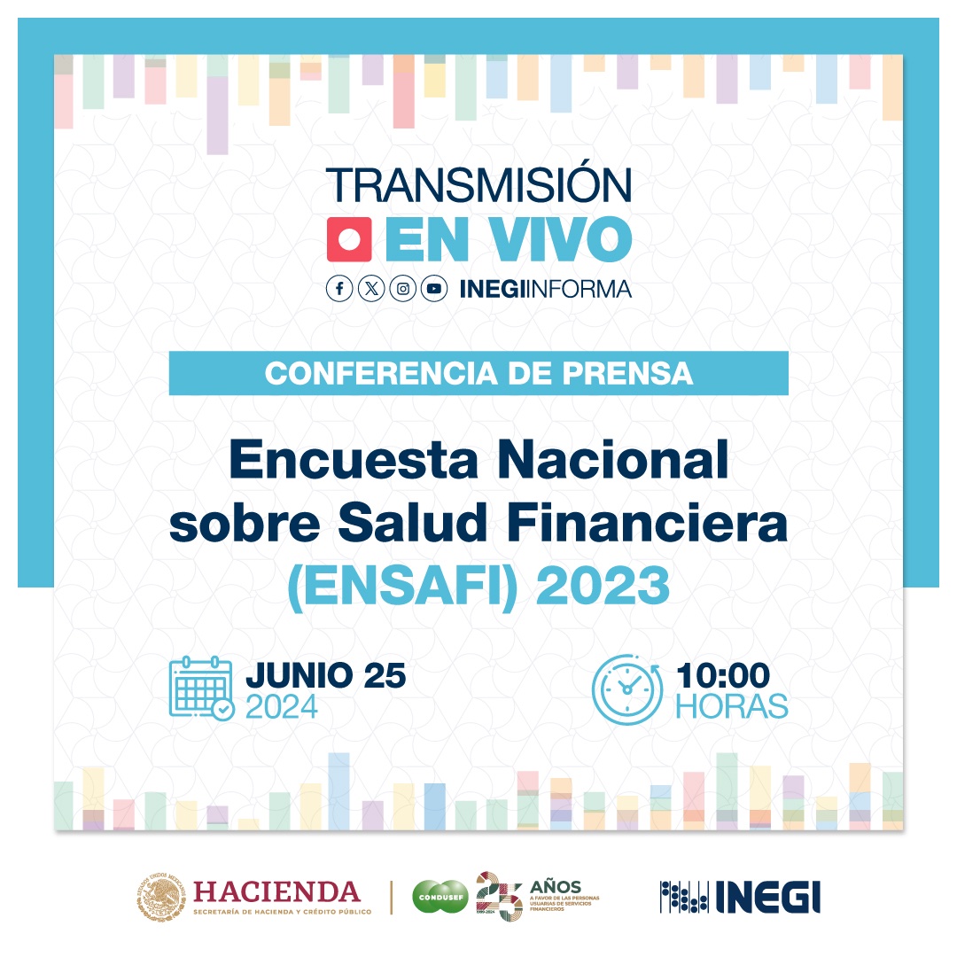 📢 ¡No te lo pierdas! Sigue la transmisión #EnVivo de la presentación de resultados de la Encuesta Nacional sobre Salud Financiera #ENSAFI 2023.

🗓️ Junio 25
🕙 10:00 horas
🖥️ youtube.com/live/smXy6I5y_…