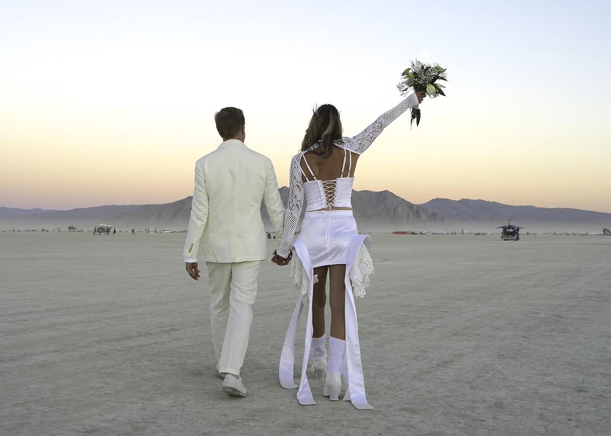 Thinking back with fond memories to our playa rehearsal wedding at Burning  Man last August. Celebrating love with my Charlene. ❤️