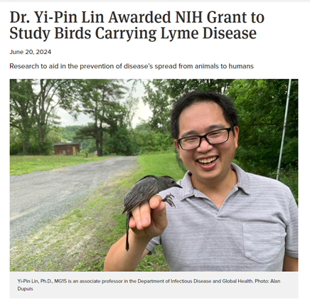 Very excited that I was awarded by NIH an R01 grant to study wild bird immune responses to Lyme disease bacteria. Look forward to working with Maria Diuk-Wasser (<a href="/diukwasserlab/">Ecoepidemiology Lab</a> ), Sergios Kolokotronis (<a href="/sokolokot/">Sergios-Orestis Kolokotronis_koloko@mstdn.science</a> ) and Klemen Strle! 
shorturl.at/FVvRL