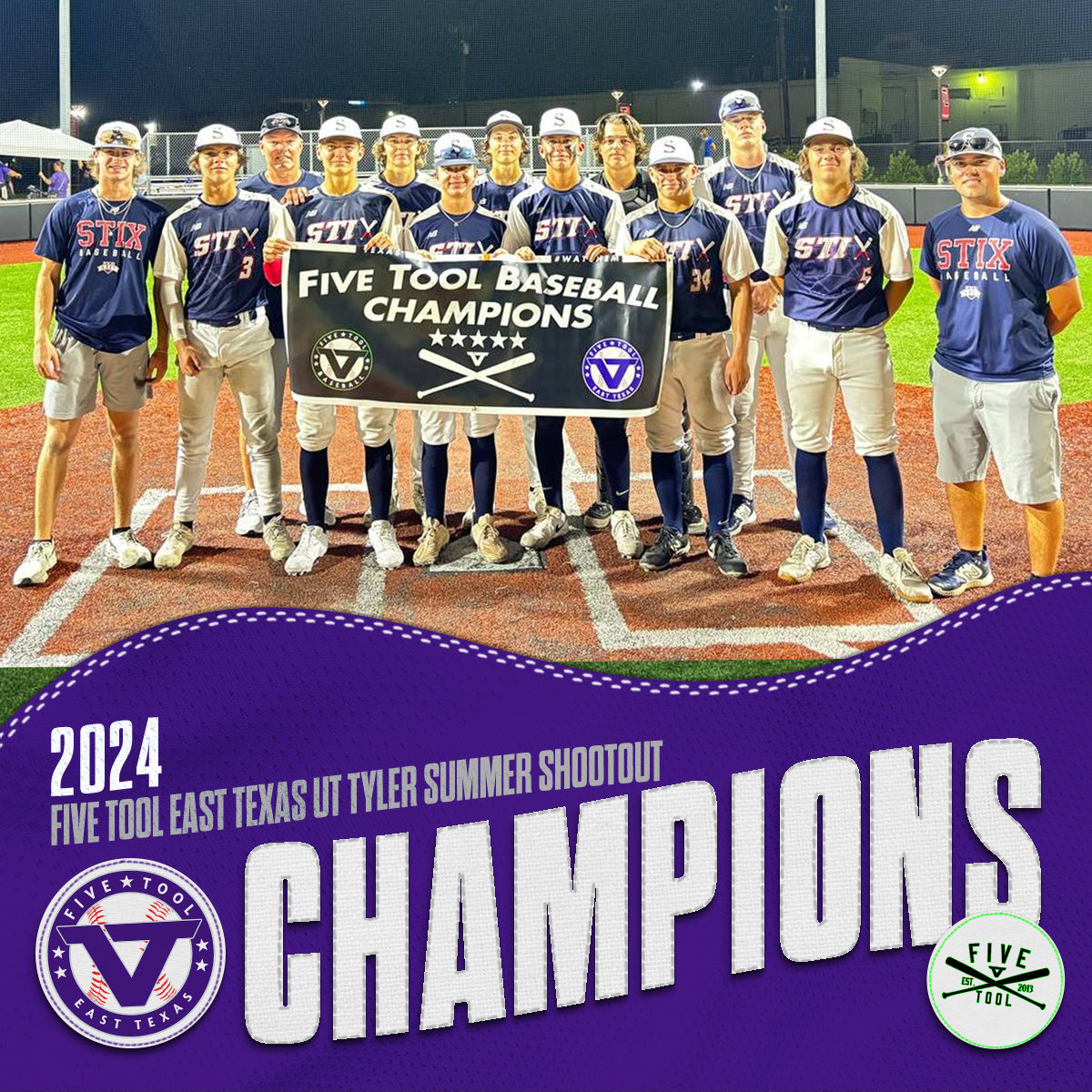 Five Tool East Texas (@fivetooletx) on Twitter photo 🏆Champions🏆
Congrats to T.H.A Stix 16U Thomas on winning the 15U/16U <a href="/FiveTool/">Five Tool Baseball</a> East Texas UT Tyler Summer Shootout!
#WatchEm 🏆Champions🏆
Congrats to T.H.A Stix 16U Thomas on winning the 15U/16U <a href="/FiveTool/">Five Tool Baseball</a> East Texas UT Tyler Summer Shootout!
#WatchEm