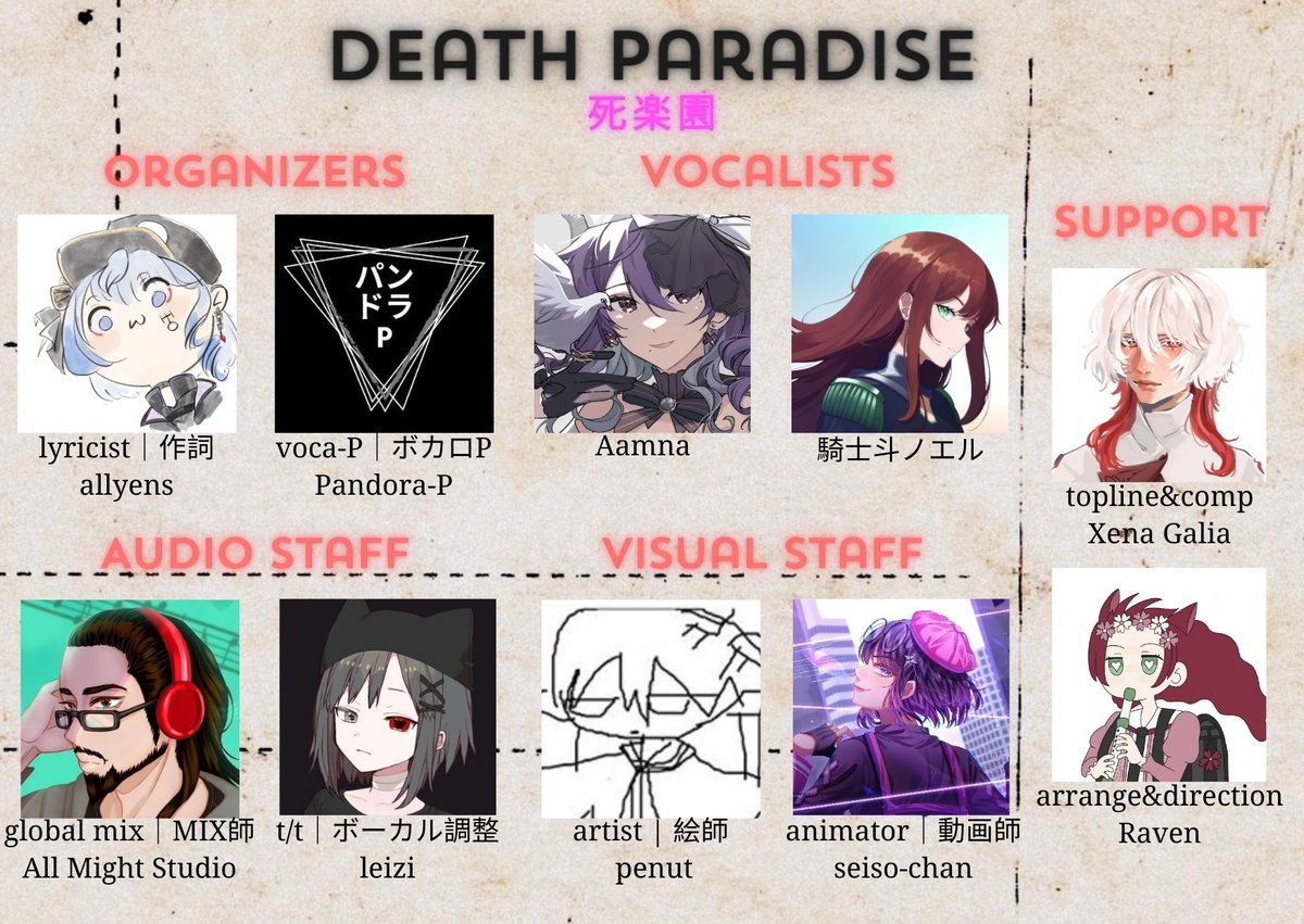 #VocaDuo2024告知
 
アイドルだから死を楽園として夢む。
It is because we are idols that we dream of Death as Paradise.

#Shirakuen_prod &gt;&gt; VocaDuo2024参加。
7/1~7 &gt;&gt; Youtubeでライブです。