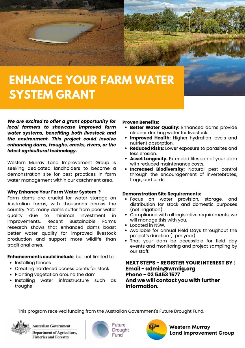 Register your interest now 
#watermanagement #farmdam #livestockhealth #biodiversity