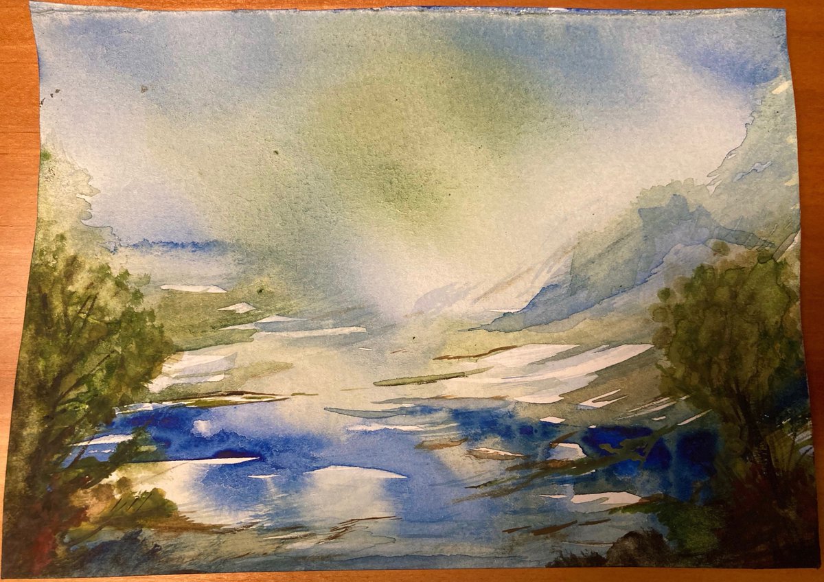 Slowdim's tweet image. Finding time to paint with watercolor. Turns out it's very satisfying and therapeutic!
